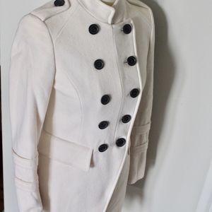Zara White Military Style Fall Coat